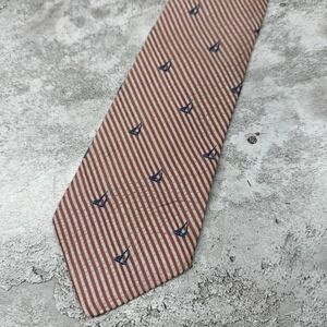J.CREW Silk Tie Mens One Size Red Striped Jacquard Embroidered Made In USA